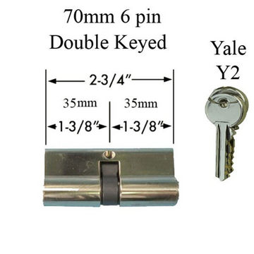 35/35 Double Keyed Profile Cylinder, 70 mm, 2-3/4" Yale - Choose Color